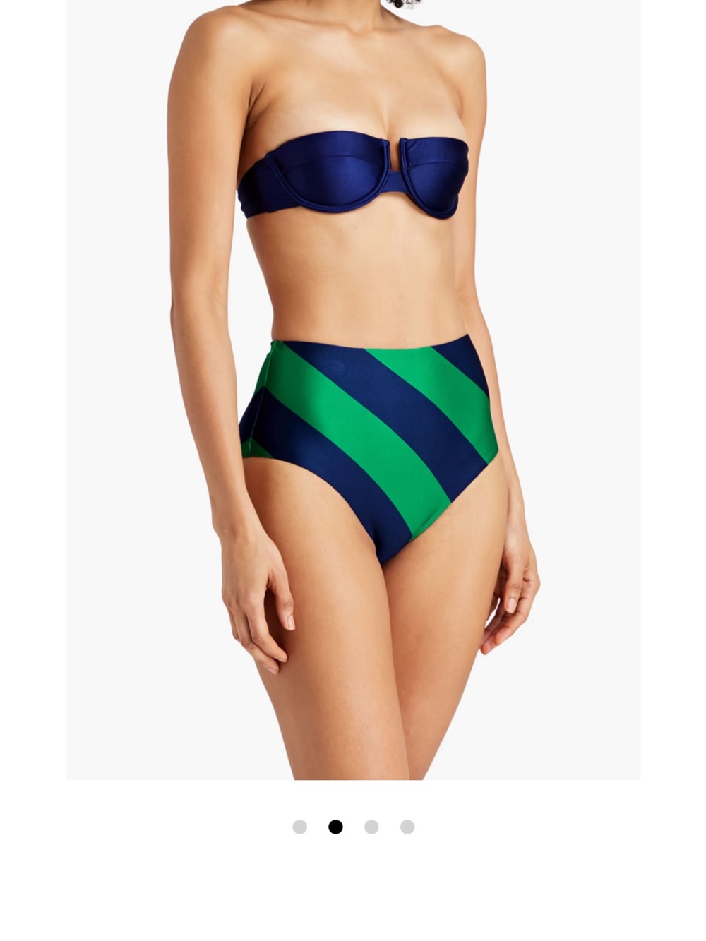 Zimmermann Navy and Green High-Waist Stripe Bikini Bottoms